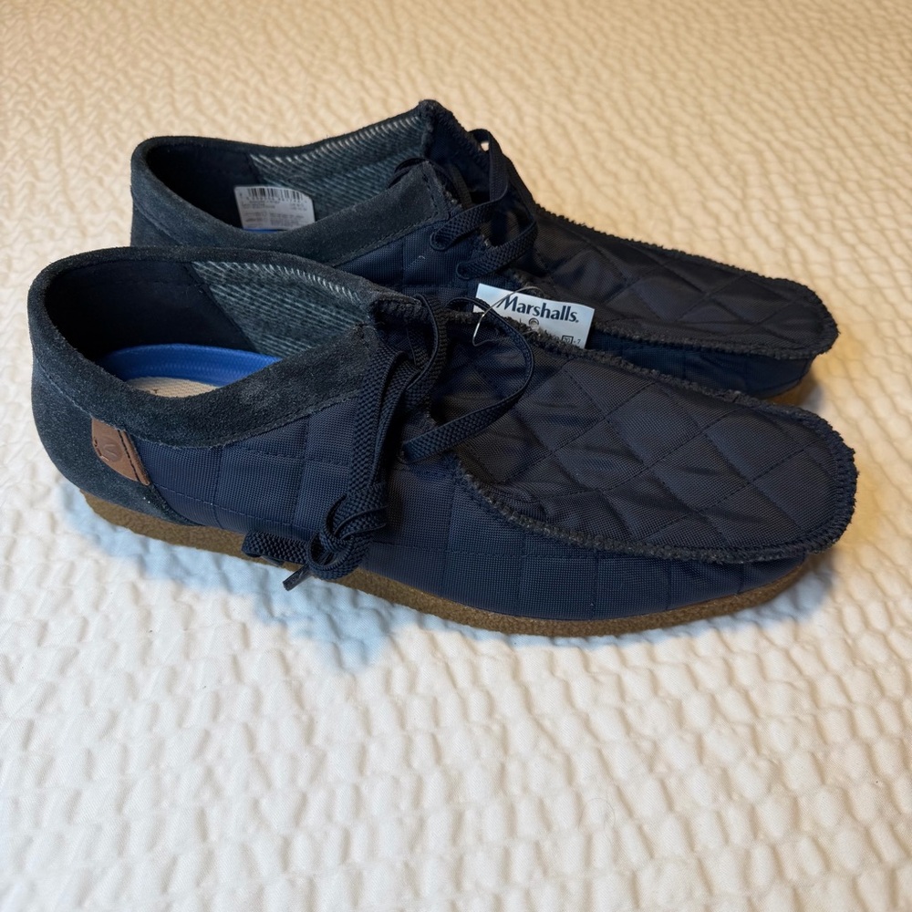 Clarks Extreme Comfort Quilted Lace Up Men's Navy Moccasin Shoes Size 10
